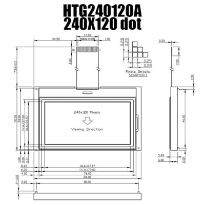 240X120 LCD Modül TFT Grafik Yandan Beyaz Aydınlatmalı HTG240120A
